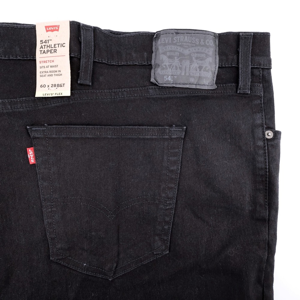 NEW Levis 541 Black Athletic Taper Stretch Jeans Denim Mens 60x28